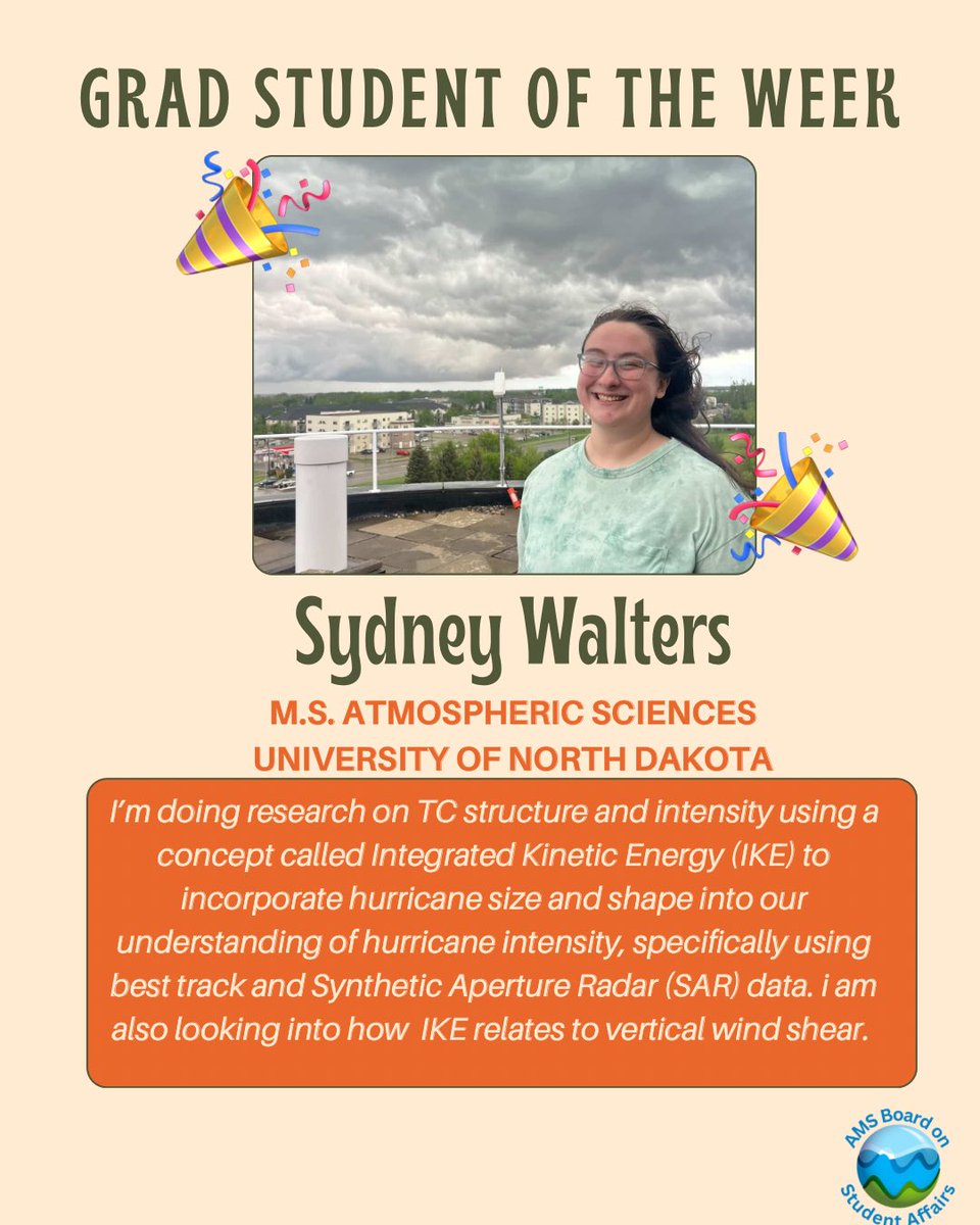 AMSBoSA's tweet image. We have a sparkling grad student for grad student of the week! Today, see what Sydney has been up to at her time at UND!
.
Don鈥檛 forget, you can be the next grad student of the week! DM us if you want to be grad student of the week or nominate someone!