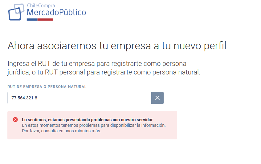 OtraMona's tweet photo. @MercadoPublico hace días que no puedo registrarme en la lista de proveedores y me sale este error. Cómo van a tener caída una parte tan importante del proceso para acceder a venderle al Estado??? https://t.co/GdBItiQOs6