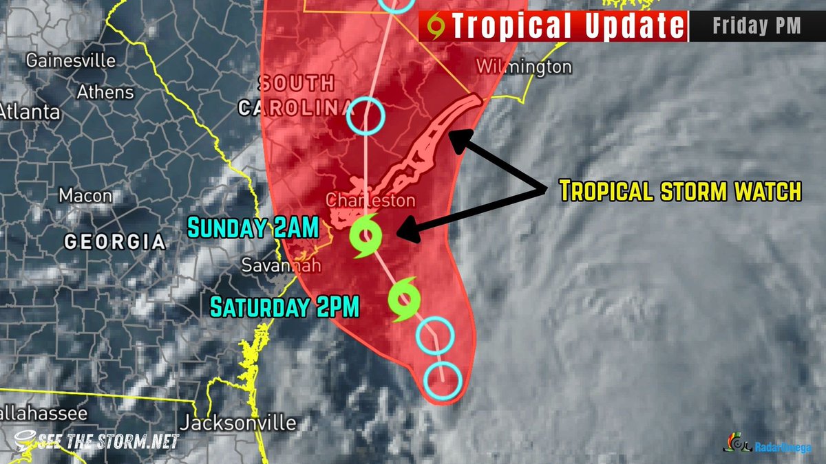 stsweathereye's tweet image. 🏝️ NEW: Tropical Storm Expected by Morning ‼️
🌀 Tropical Depression 3 is forming and expected to become Tropical Storm Chantal. It should come ashore near Charleston, South Carolina late Saturday night or early Sunday morning. Expect 40-50mph winds and heavy rain.
⚠️TROPICAL…