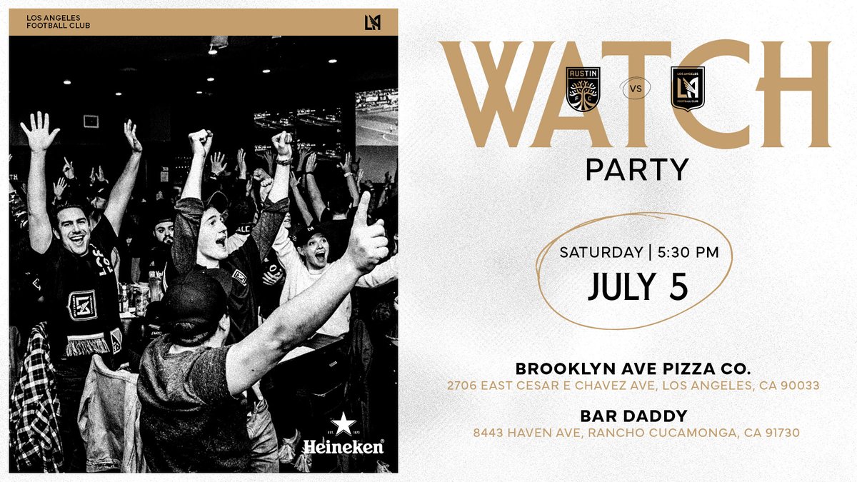 LAFC (@lafc) on Twitter photo See you tomorrow at one of the official watch parties.
🍻 Brooklyn Ave Pizza Co.
🍻 Bar Daddy
#LAFC | <a href="/Heineken_US/">Heineken US</a> See you tomorrow at one of the official watch parties.
🍻 Brooklyn Ave Pizza Co.
🍻 Bar Daddy
#LAFC | <a href="/Heineken_US/">Heineken US</a>