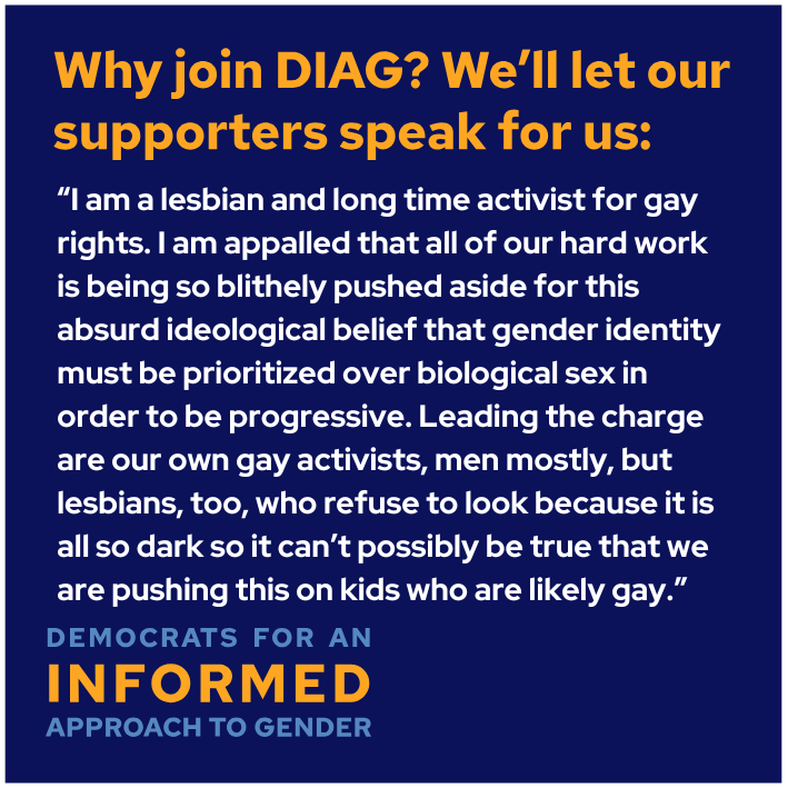 DIAGdemocrats's tweet photo. Fed up with the homophobia? Tired of women and girls losing their sex-based rights? You’re in good company. Join us! https://t.co/M50ydjjMZz https://t.co/1j2W046ZUV