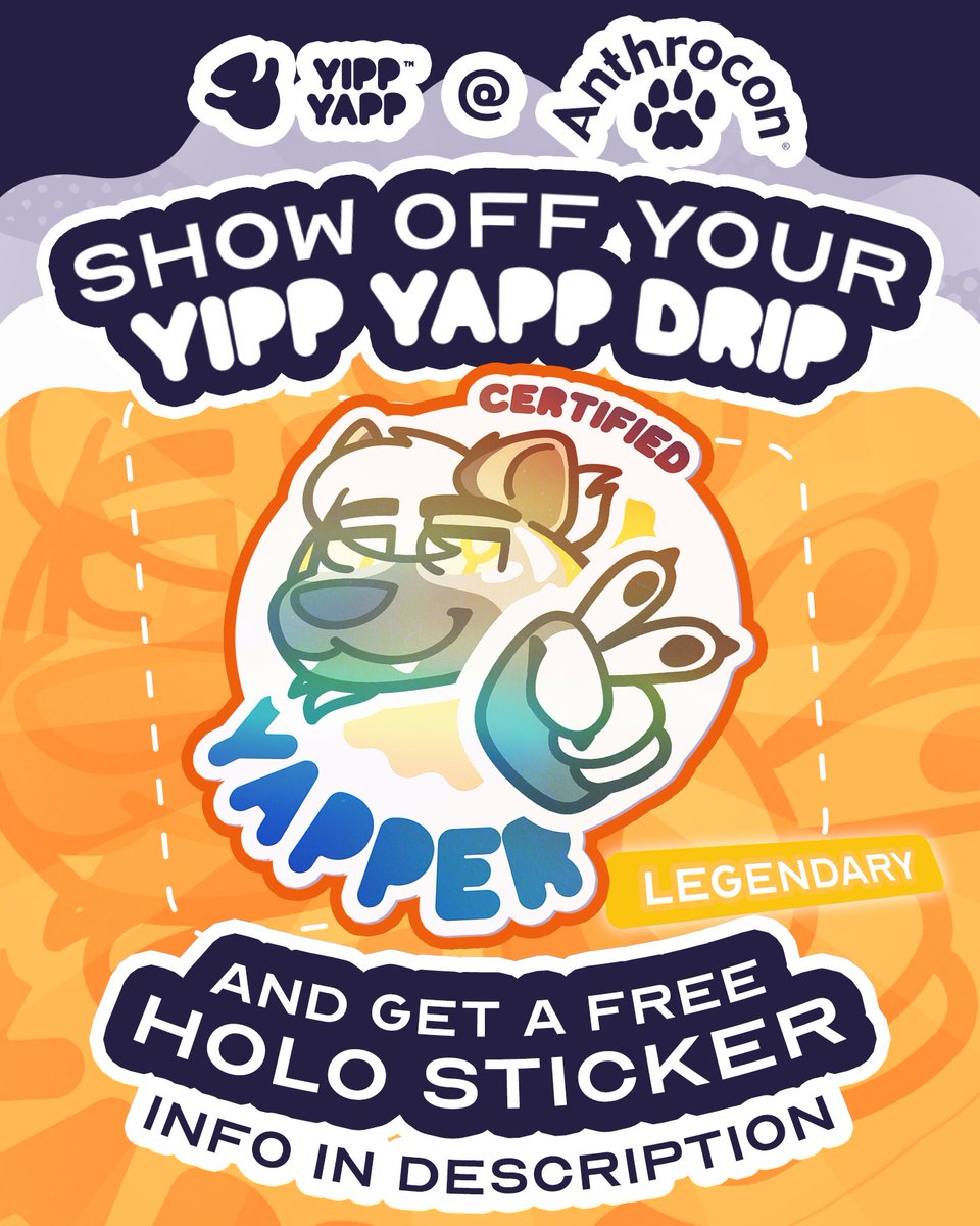 YippYappWear's tweet image. Wanted a limited sticker? If we find you wearing our merch at a con, you’ll get one!