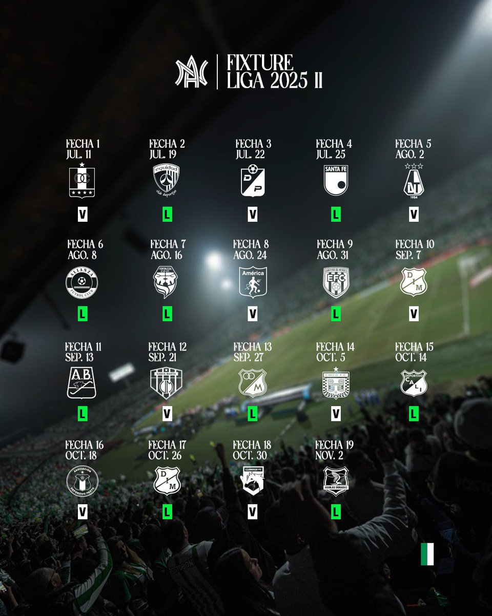 Nuestro calendario de liga, para este semestre 🗓️🔥💚

#VamosTodosJuntos🇳🇬 
#DaleVerde