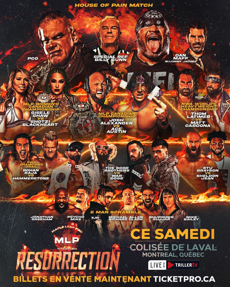 One more sleep before we are LIVE from Montreal and the infamous "House of Pain", le Colisee de Laval, for #MLPResurrection! What match are you most looking forward to?

TICKETS ON SALE NOW at Ticketpro.ca!
tproqc.ticketpro.ca/en/pages/16514…

Watch LIVE on <a href="/Triller_TV/">TrillerTV</a>!