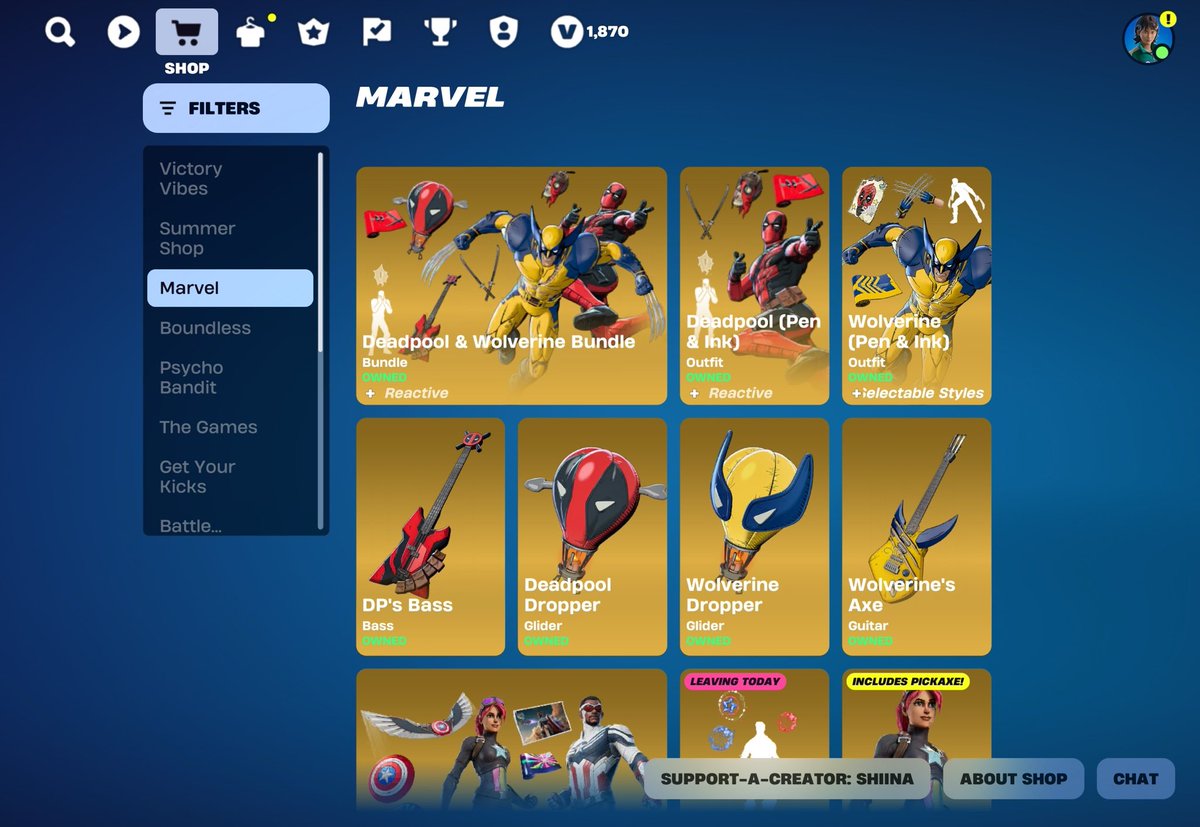 THE MARVEL PEOPLE ARE BACK 🔥

GET THEM HERE: fortnite.com/item-shop?crea…

Use Code "Shiina" to support me, thank you!! ❤️ #EpicPartner