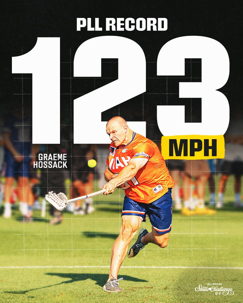 Premier Lacrosse League (@premierlacrosse) on Twitter photo THE FASTEST SHOT IN PLL HISTORY! 🤯🔥
Graeme Hossack (<a href="/4Hoss18/">Graeme Hossack</a>) shoots 123MPH to set a NEW PLL RECORD in the Fastest Shot competition. THE FASTEST SHOT IN PLL HISTORY! 🤯🔥
Graeme Hossack (<a href="/4Hoss18/">Graeme Hossack</a>) shoots 123MPH to set a NEW PLL RECORD in the Fastest Shot competition.