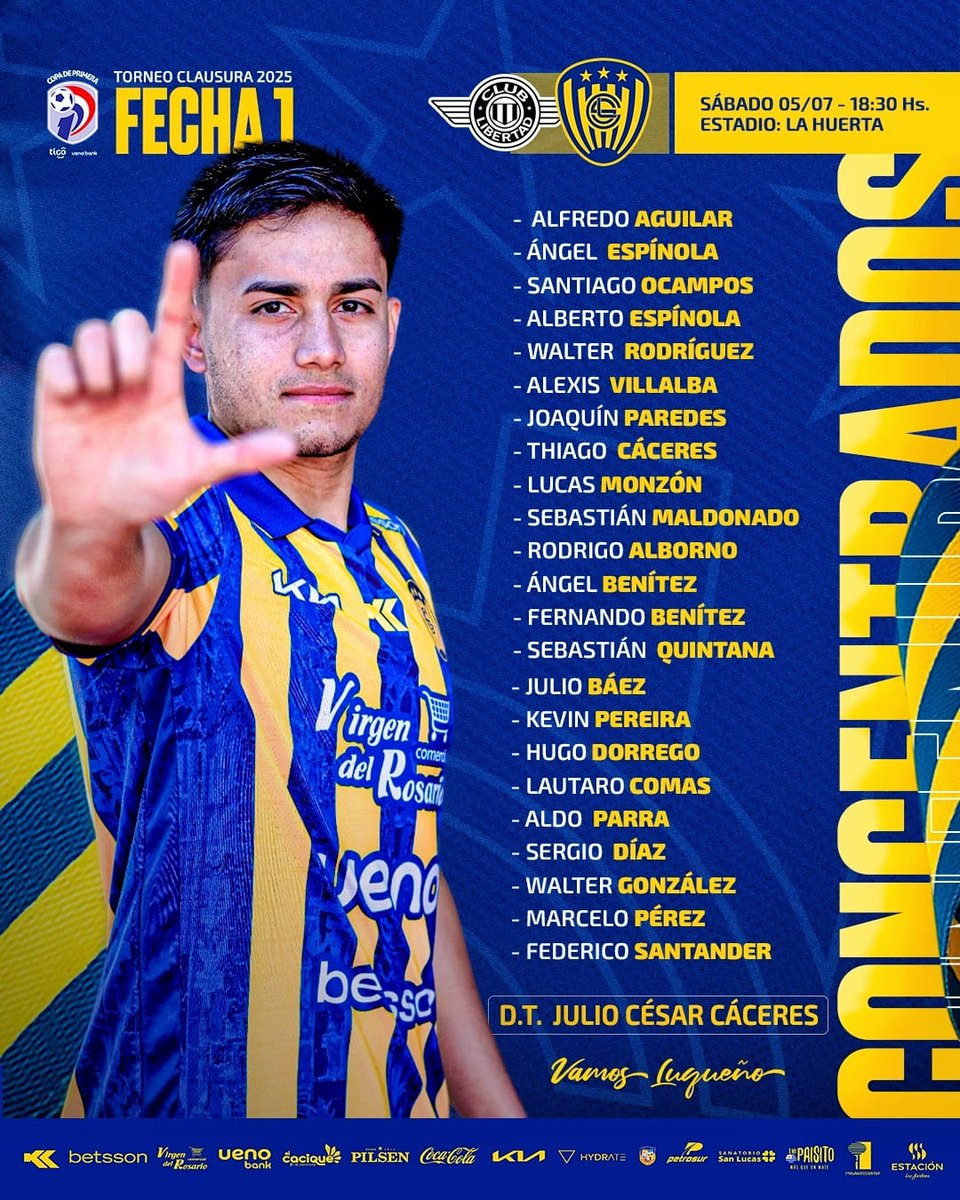 🟡🔵 ¡𝗘𝗺𝗽𝗶𝗲𝘇𝗮 𝗲𝗹 𝗰𝗮𝗺𝗶𝗻𝗼!

📋 Te presentamos la lista de concentrados para el primer capítulo del Torneo Clausura 2025.

¡A dejar el alma por la República! 💪🏻⚽

#VamosLUQUEÑO 🇺🇦