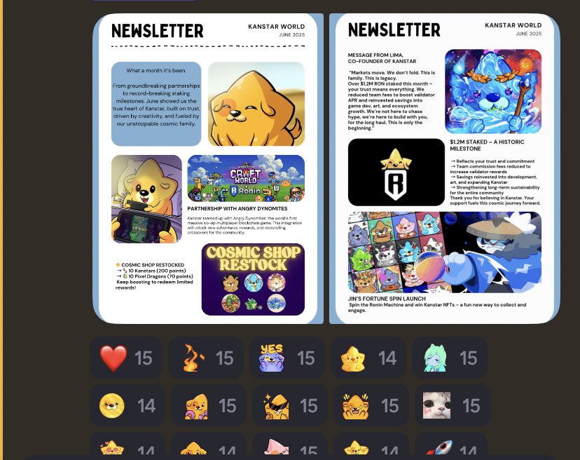Sina | MOKU | KIND (@0xsinnabon) on Twitter photo GM!
Super excited to share that my artwork was featured in <a href="/KanstarWorld/">KANSTAR ๐ซ</a>โs monthly report! ๐ This piece was created for the <a href="/AngryDynomites/">Angry Dynomites Lab ๐ฆ</a> x <a href="/Kind_HQ/">KIND</a> collaboration,and Iโm beyond happy to see it being recognized and even used in their official news update.
<a href="/Ronin_Network/">Ronin</a> GM!
Super excited to share that my artwork was featured in <a href="/KanstarWorld/">KANSTAR ๐ซ</a>โs monthly report! ๐ This piece was created for the <a href="/AngryDynomites/">Angry Dynomites Lab ๐ฆ</a> x <a href="/Kind_HQ/">KIND</a> collaboration,and Iโm beyond happy to see it being recognized and even used in their official news update.
<a href="/Ronin_Network/">Ronin</a>