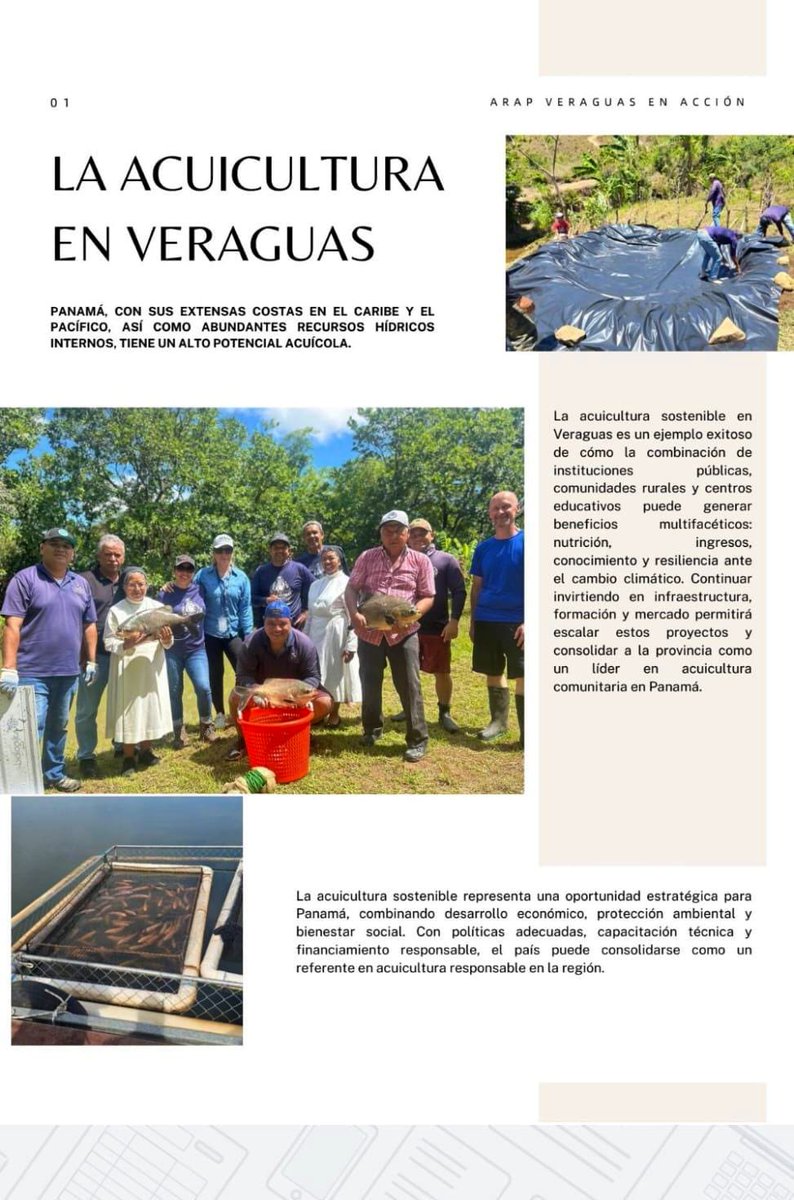 La <a href="/ARAP_Panama/">ARAP</a> Autoridad de los Recursos Acuáticos de Panamá impulsa huertos acuícolas escolares en varias escuelas e institutos de Veraguas. Se han establecido tanques de geomembrana y estanques cubiertos en Cañazas, Soná, El Rincón, entre otros, con siembras de 500 a 1 500