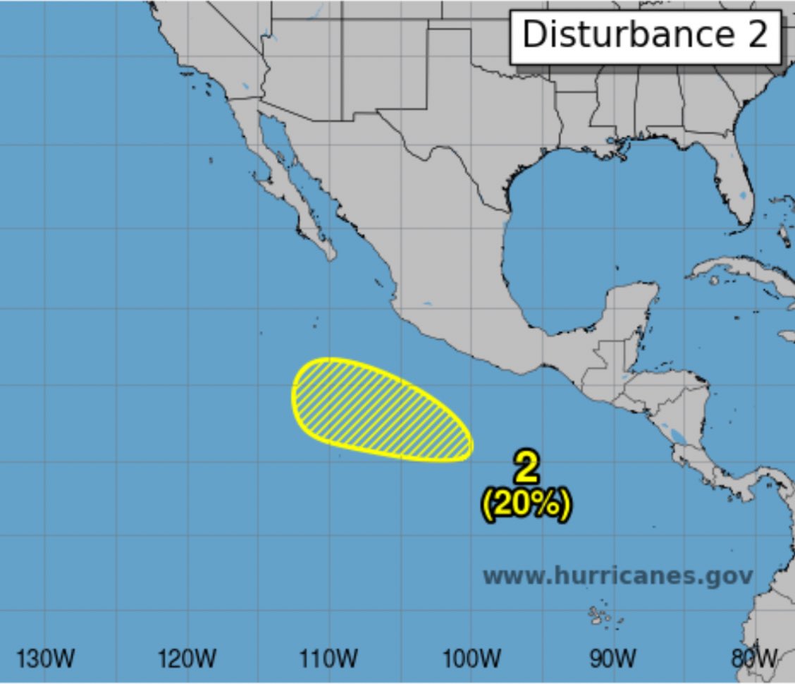 ¡El Pacífico Este no descansa! 😦

🔴🟡 Mientras la perturbación #96E se organiza y daría origen a una depresión tropical este fin de semana, una nueva zona de baja presión podría formarse a finales de la próxima semana.

⬅️🇲🇽 Por fortuna, ambas estarán lejos de costas mexicanas.
