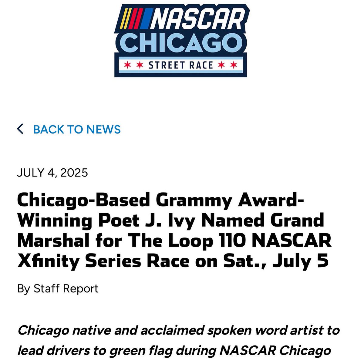 “CHICAGO…START YOUR ENGINES!!!!” Much Love <a href="/NASCAR/">NASCAR</a> <a href="/NASCARChicago/">NASCAR Chicago Street Race</a>!!! nascarchicago.com/news/2025/07/0…