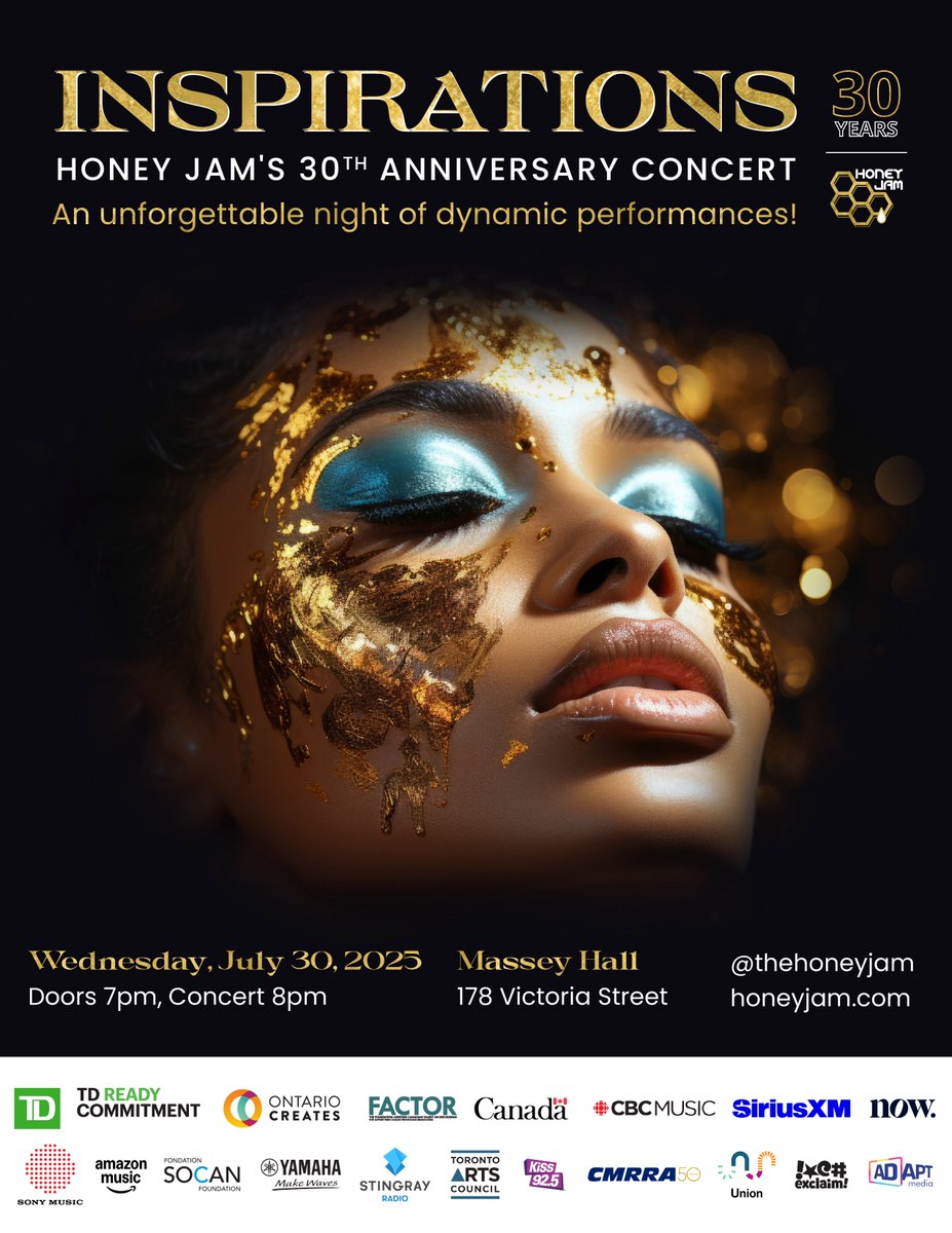 🎶 30 YEARS of Honey Jam 🐝💛

One stage. Generations of talent.

Join us July 30 in Toronto for a night celebrating women &amp; non-binary artists across genres 🎤

🎟️ Tickets: bit.ly/HoneyJam2025Ti…

#HoneyJam30 #HoneyJam2025 #WomenInMusic #TorontoEvents #LiveMusic