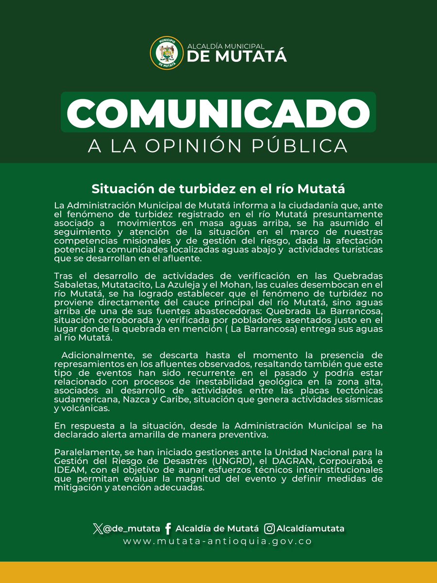 Alcaldía de Mutatá tweet media