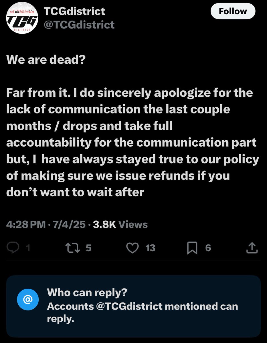 Turned off replies tells the truth that they are full of crap. It stops people from proving this owner is a complete fraud and has screwed over his customers. 

All the evidence points out to these guys took preorders for product they did not have confirmed allocations for and