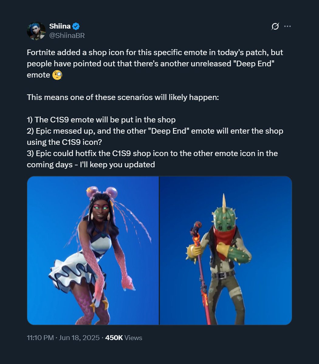 The Festival "Deep End" emote has been added to the Fortnite Shop with a very low-resolution image 💀

There's still a shop image for the OLD "Deep End" emote in the files, but as I explained to you days ago, it's possible that Epic "messed up" since both emotes share a name 🤔