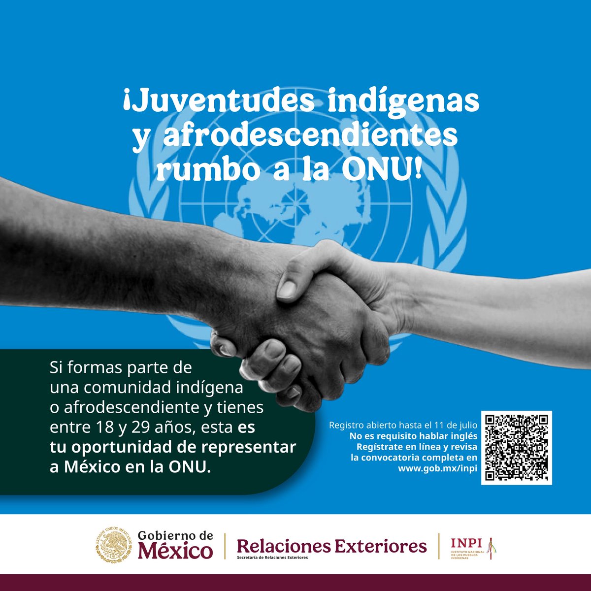 INPImx's tweet photo. 📢 ¡Únete a la voz de #México en el mundo! 🗣️

🌎💬 ¿Quieres ser parte de la Delegación Juvenil de México en la Asamblea General de la ONU? 🌟🔔

¡Es tu oportunidad de incidir en temas globales y representar a México en el escenario internacional! 

🎤👥 ¡Consulta las bases y registra tu participación antes del 11 de julio de 2025.

 📎 ¡Haz clic aquí para empezar! 👉 https://t.co/RjAEvhXT2B

#ONU #AGONU #DelegaciónJuvenil #LiderazgoJuvenil #ImpactoGlobal
