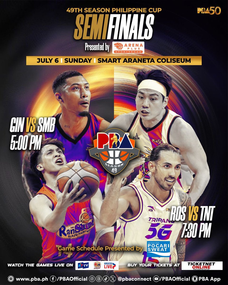 Game 6.

#PBASeason49 <a href="/arenaplusph/">ArenaPlus</a> PhilCup Sunday - July 6 schedule brought to us by <a href="/PocariSweatPH/">Pocari Sweat PH</a>