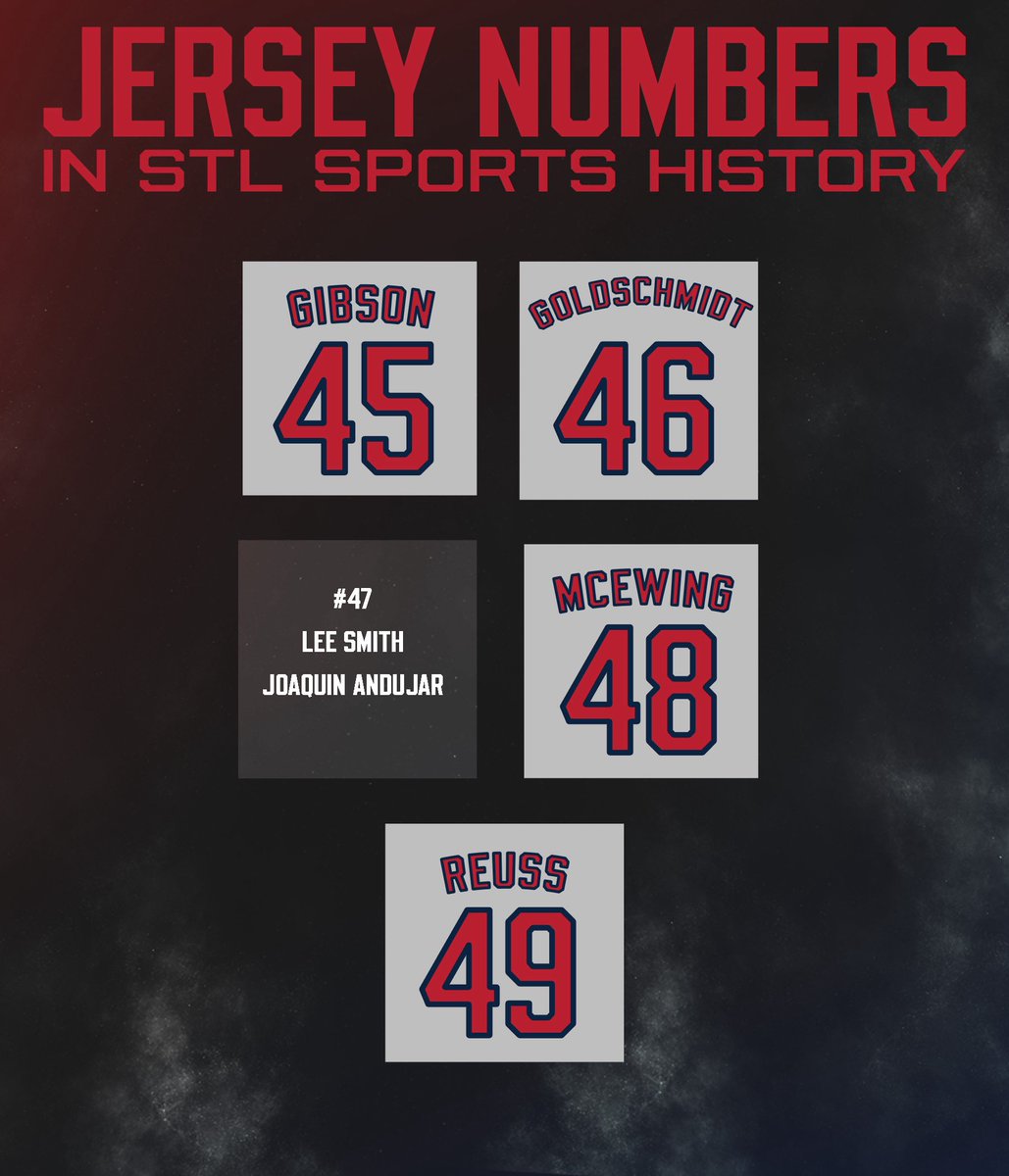 STLSprtsCntrl's tweet photo. 45: Bob Gibson
46: Paul Goldschmidt
48: Joe McEwing
49: Jerry Reuss

#BestNumbersInSTLSports https://t.co/3iOFLfVA0X