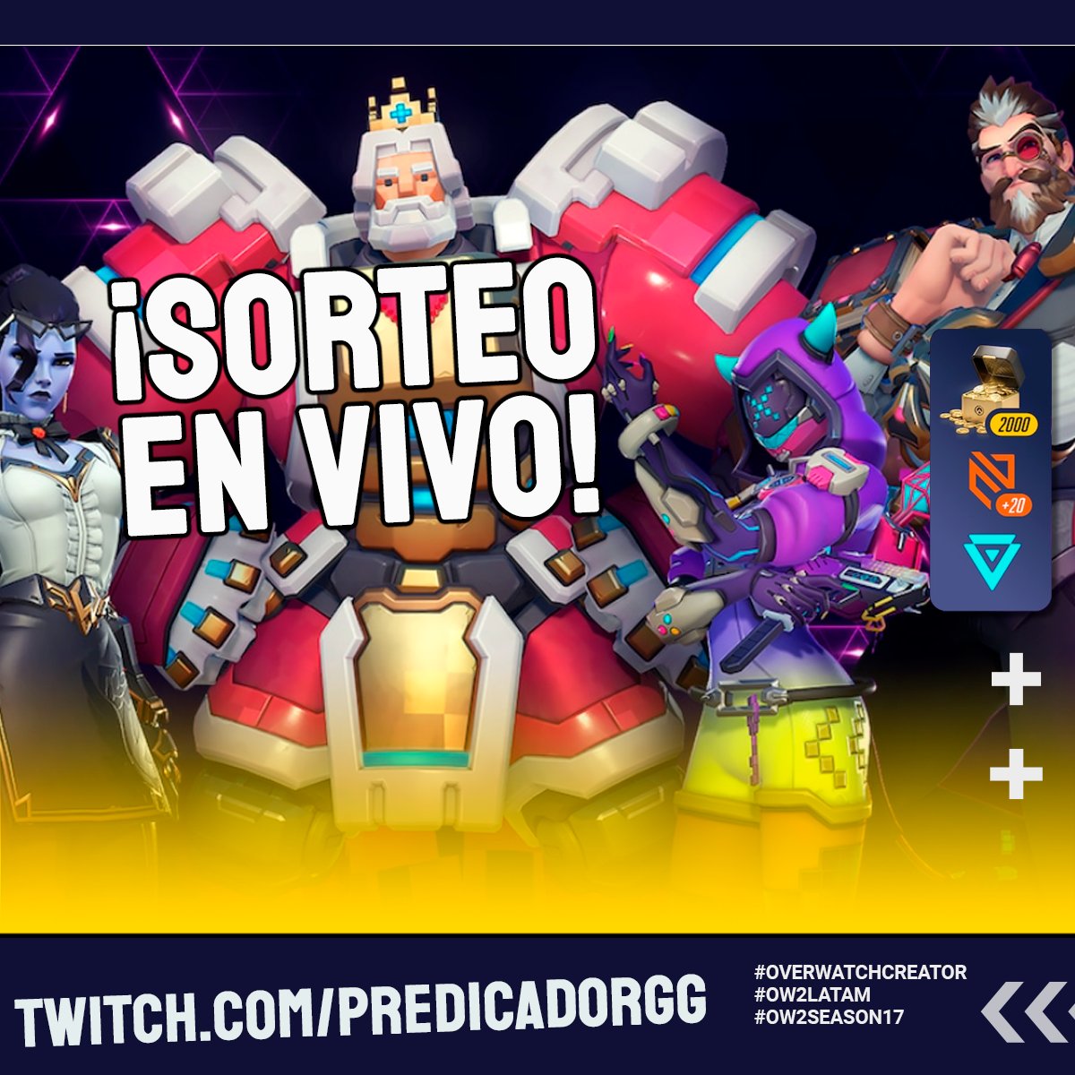 Hoy hay SORTEAZO en el stream: Pase de Batalla DEFINITIVO de la temporada 17 de #Overwatch2 gracias a los muchachos de #Blizzard y <a href="/OverwatchLATAM/">Overwatch</a> .

🔴 EN VIVO: twitch.tv/predicadorGG

¡MUCHA SUERTE A TODOS!
#OW2LATAM #OverwatchCreator #OW2Season17