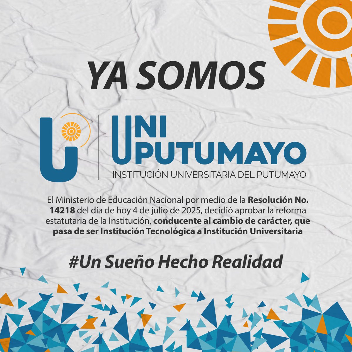 MinEducación (@mineducacion) on Twitter photo ¡Bienvenida #UniPutumayo! 👏🥳Porque la educación superior crece en el corazón del sur de Colombia
Hoy celebramos la transformación de la <a href="/ITPOficial/">Instituto Tecnológico del Putumayo</a> en la nueva Institución Universitaria del Putumayo.
✅ Más oferta académica
✅ Mayor cobertura en la región
✅ Carreras pensadas ¡Bienvenida #UniPutumayo! 👏🥳Porque la educación superior crece en el corazón del sur de Colombia
Hoy celebramos la transformación de la <a href="/ITPOficial/">Instituto Tecnológico del Putumayo</a> en la nueva Institución Universitaria del Putumayo.
✅ Más oferta académica
✅ Mayor cobertura en la región
✅ Carreras pensadas