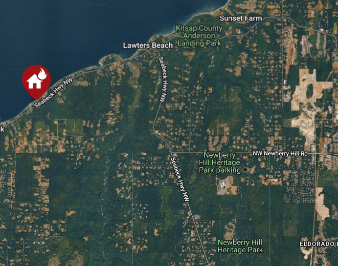 KitsapFirebuff's tweet photo. 13000 block of Seabeck Highway NW: Brush fire, "about out" by the time CKFR arrived. House not involved. Reducing response to a couple units. https://t.co/CXIDeXctt6