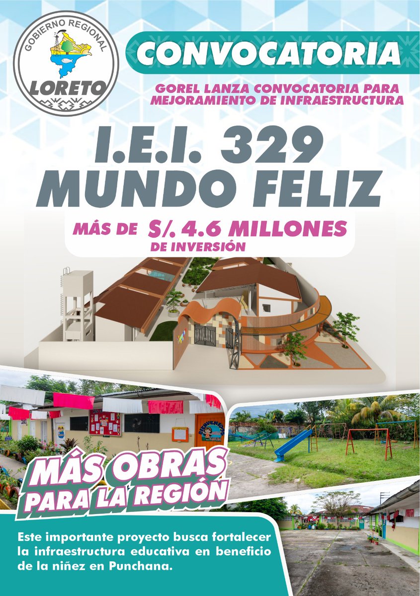 GOREL LANZA CONVOCATORIA POR MÁS DE 4.6 MILLONES PARA MEJORAMIENTO IEI MUNDO FELIZ EN PUNCHANA

📰Lee la nota completa en el siguiente link:
gob.pe/es/n/1203328