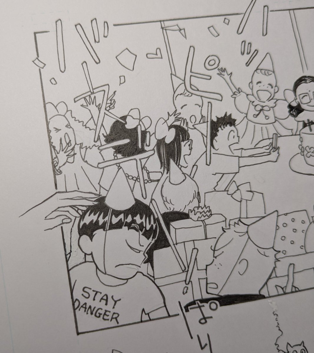 ss_sspring's tweet image. 土曜日だけど仕事。今日はPCの作業。わたしの漫画はペン入れを終えるといったんデータになる。
7月5日、蝉が鳴き出して夏まっ盛りだが、次次話・次次次話を制作中のわたしの脳内は秋。こどもたちが集う秋。↓良純(よっくん)も来たよ。