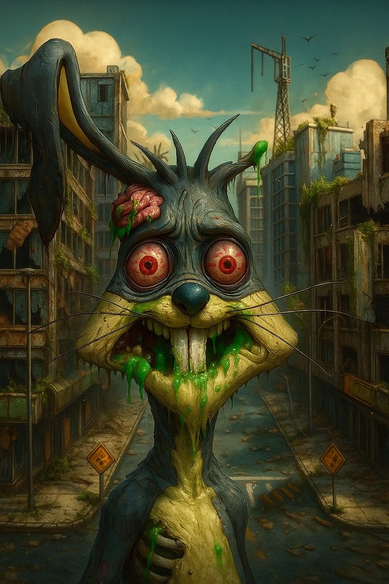 therealmkin's tweet photo. "Meet #RMK01 — the twisted Kin of the Decayed Kins Realm. Dripping with nostalgia and nuclear goo. Soon to be minted on Foundation. 💀🐰⚠️
#NFTart #Foundation #RMK01 #PostApocalypticToon #8boundless8Designs8 #Harmoniccollaboration2.5 #nft" #$mkin #nfttoday https://t.co/VaC0nsVn2s