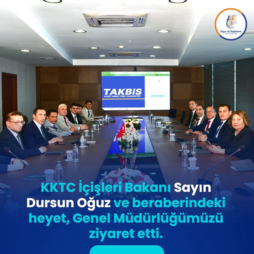 *KKTC’de dijital tapu süreci için önemli adımlar atıyoruz.*
 
KKTC İçişleri Bakanı Sayın Dursun Oğuz ve beraberindeki heyet, Genel Müdürlüğümüzü ziyaret etti. Ziyaret kapsamında yürütülen ortak projelerde gelinen aşama değerlendirildi; teknik iş birliğinin gelecek adımları ele