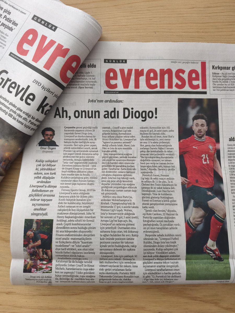 Diogo Jota'ya veda... 

Bugün, Evrensel'de.