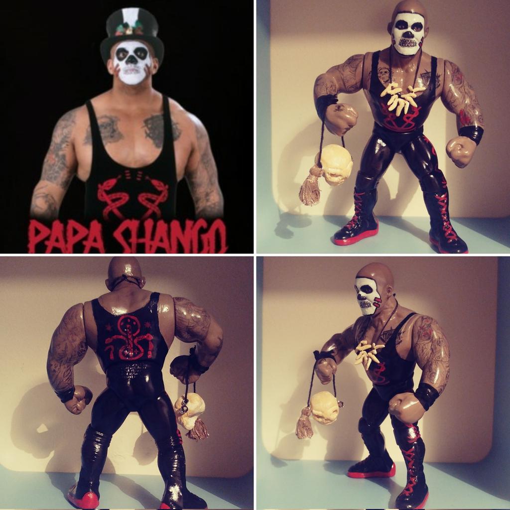 Seeing the great new Papa Shando figs from G&amp;G. Here is a version I made back in June 2019. 
I loved the hasbro, but he never had the right size and shape for me, so I made him bulkier and made him a skull, and necklace from clay I wish I had kept this figure after making it.