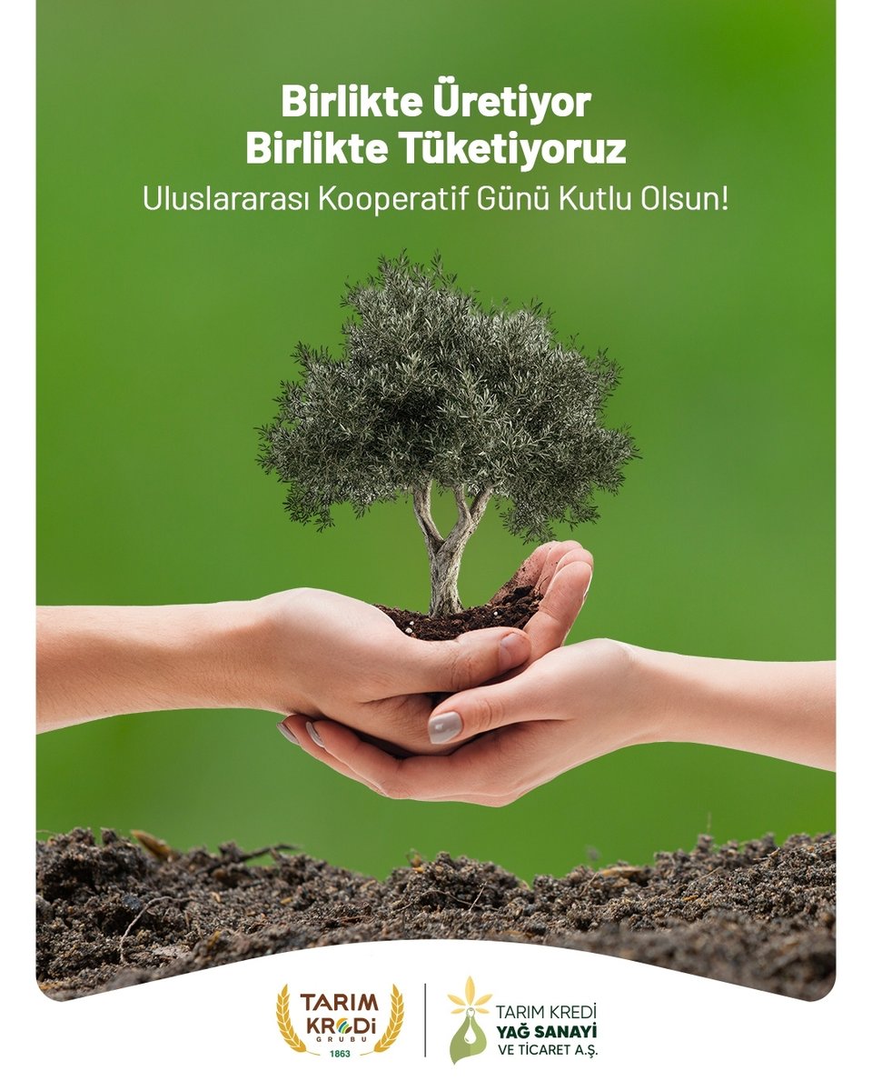 Her adımımız birlikten doğuyor. Çiftçinin,
üreticinin, kooperatifin ve sizin emeğinizle bereketlenen sofralarımız hiç eksik kalmasın. Uluslararası Kooperatif Günü Kutlu Olsun!

#TarımKrediYağ #TarımKrediGrubu
#UluslararasıKooperatifGünü