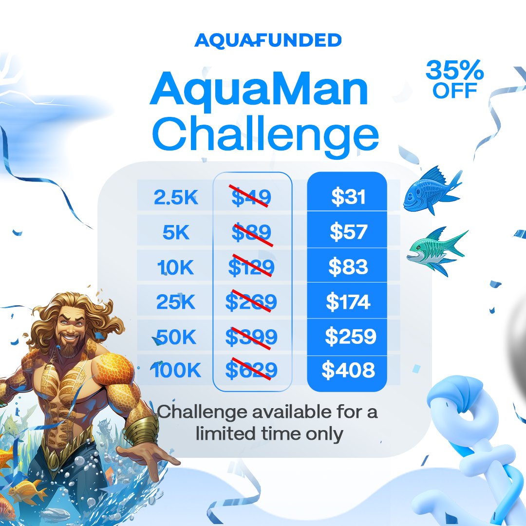 Join the AquaMan challenge! 🌊

This is a super exclusive challenge with special prices and conditions

Start now at aquafunded.com