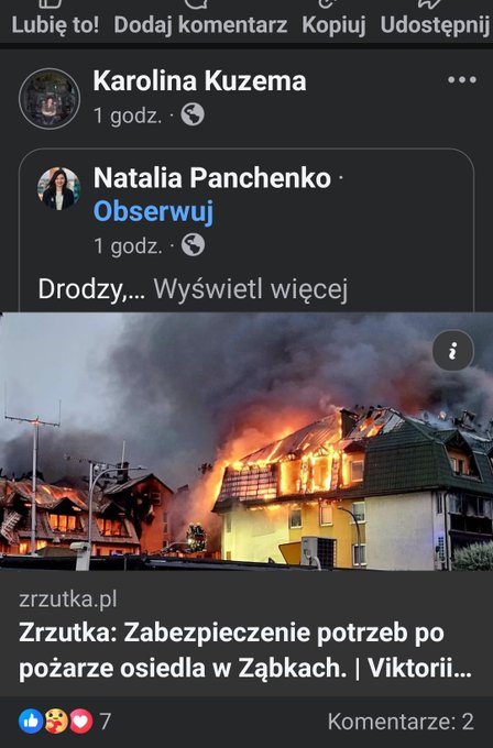 Panczenko  zbiera na ofiary pożaru w Ząbkach, a Karolina Zegarov promuje.

Dalibyście?