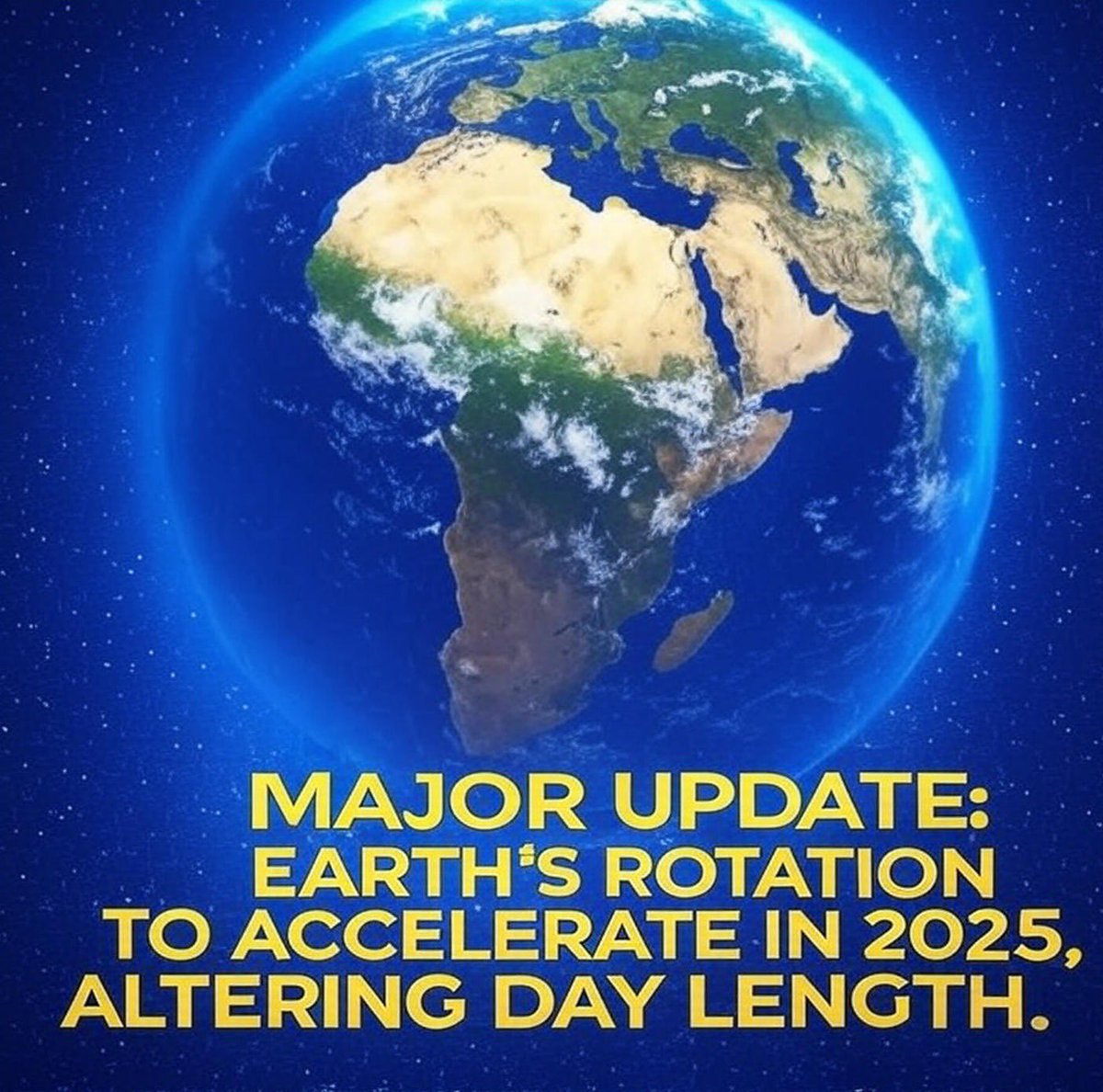 RRDMediaa's tweet photo. ๐จ BREAKING: Earthโs spin is speeding up this July 2025, making days slightly shorter! ๐โณ Scientists predict a cosmic twist mid-yearโget ready for a faster world! #EarthUpdate #ScienceNews #2025 https://t.co/0urE6RzxTc