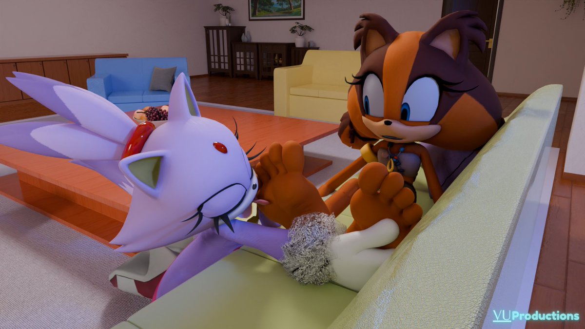 VUProductionsfw's tweet image. Kitty Can’t Help Herself 

Sticks was taking a nap when she is woken up by a strange feeling. The confusion on why Blaze was doing this left her staring…. All while Blaze was too deep in bliss to notice she was caught.

#footfetısh #BlazeTheCat #Sticks #SonicTheHedgehog