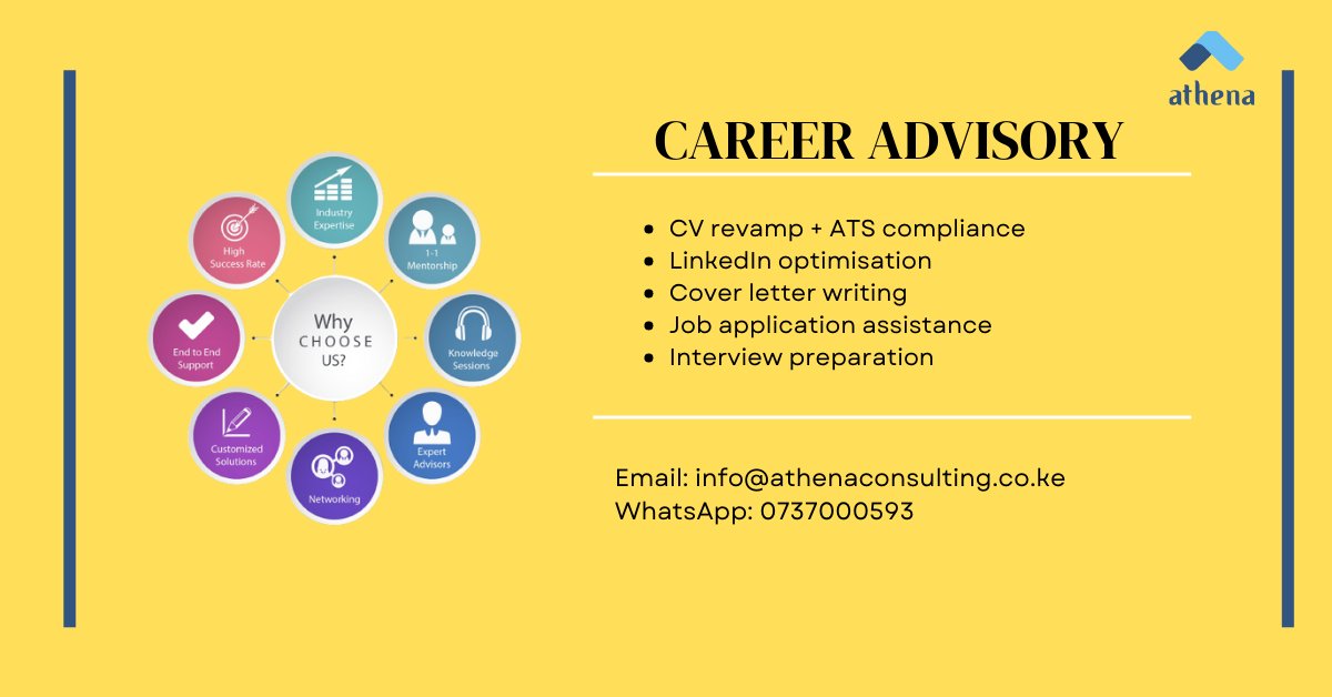 Elevate your career! CV revamp, LinkedIn boost, job prep &amp; more. 📱/🟢 +254 737 000593

#CareerGrowth #JobSearch #CVTips #LinkedInTips #InterviewPrep #CareerCoaching #KenyaJobs #HireMeKE #JobSeekers #sudi #ruto