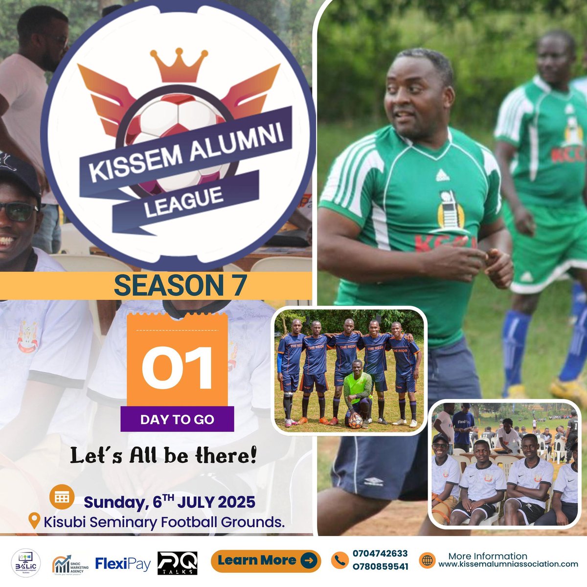 🚨 1 DAY TO GO! 🚨
The wait is over.
KISSEM ALUMNI LEAGUE – SEASON 7 kicks off tomorrow! ⚽🔥
16 teams. 1 goal. Pure legacy in motion 👑
📍 Kisubi Seminary Grounds
🗓️ Sunday, 6th July 2025
#KissemAlumniLeague #Season7 #1DayToGo #GameTime #FootballIsHome #OldBoysVibes