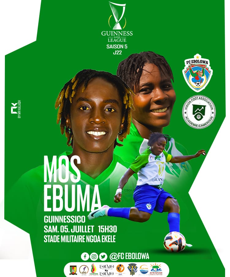 💙💚WE'RE BACK

🏆 <a href="/GSuper_League/">Guinness Super League</a> 5 J22
🆚  #VFA 
📆 05.07.25
⏰ 15H30
🏟️ #NgoaEkele
📲 #FCEVFA

#WeAreBeNgonYâEbolowoo💚💙
#Champion🇨🇲🏆🥇
#CHGSL5
#MOSEBUMA
#GUINNESSICO
#MD22
#FCEVFA
<a href="/PortOfKribi/">Port Autonome de Kribi</a> 
<a href="/edimosports/">EDIMO Sports</a>
<a href="/Camfool_/">Camfool Association</a>
#Afrimvoemedicalservices
#ASMIS
#EnsembleEcrivonsLhistoire