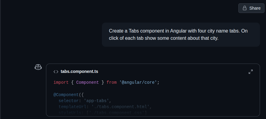 xitija_'s tweet photo. I discovered this little @github copilot animation on clicking it in   https://t.co/lpk6pBYjFb chat and its so cuteee 🥺 https://t.co/HT97ah5jxc