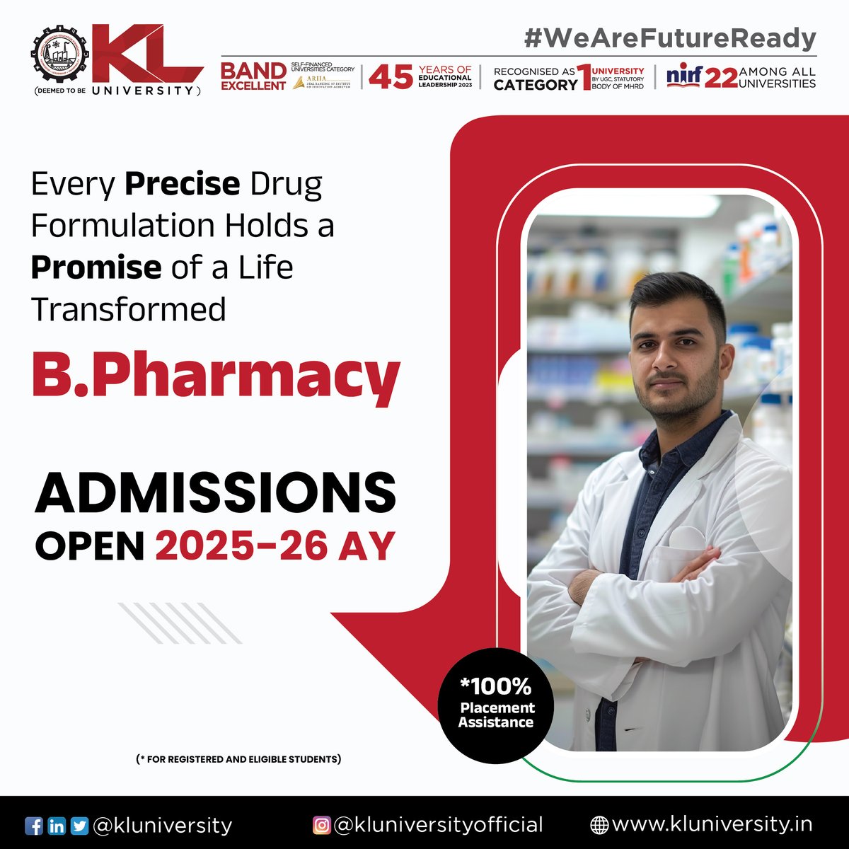 Our B. Pharmacy program teaches you to master drug formulation from discovery to delivery—empowering you create therapies that transform patient lives. Be the expert behind life-changing medicines
kluniversity.in/admissions-202…
#KLU #topuniversityinIndia #BPharmacy #bpharmacyadmissions