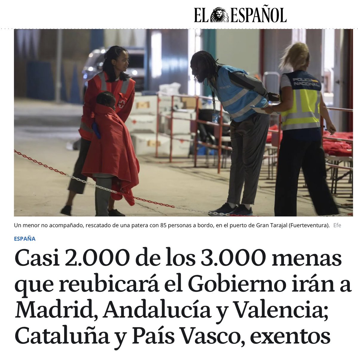 Es llamativo que Sánchez haya eximido al País Vasco y a Cataluña del reparto de menas.

Un malpensado diría que los considera fuente de conflictividad social y que los está utilizando para castigar a las autonomías del PP.

Pero habría que ser malpensado.
