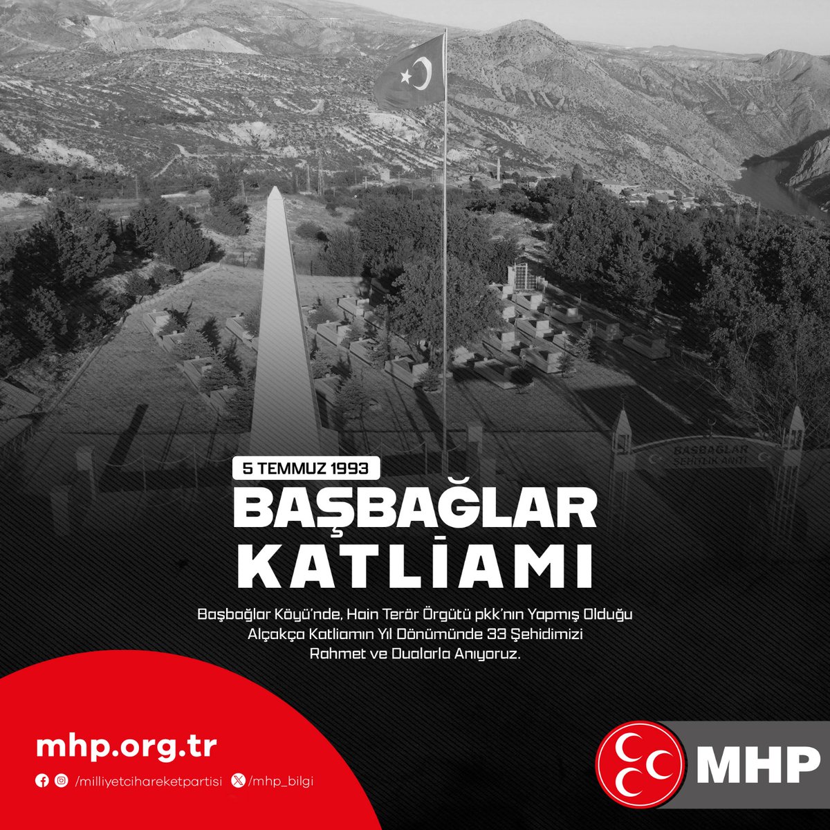 Başbağlar Köyü'nde, Hain Terör Örgütü pkk'nın Yapmış Olduğu Alçakça Katliamın Yıl Dönümünde 33 Şehidimizi Rahmet ve Dualarla Anıyoruz.