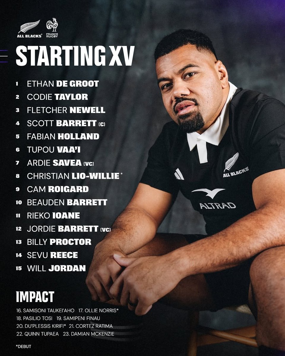 CarolRadull's tweet photo. All Blacks starting XI currently facing France 

#TeamAllBlacks https://t.co/GHp72dpyHs