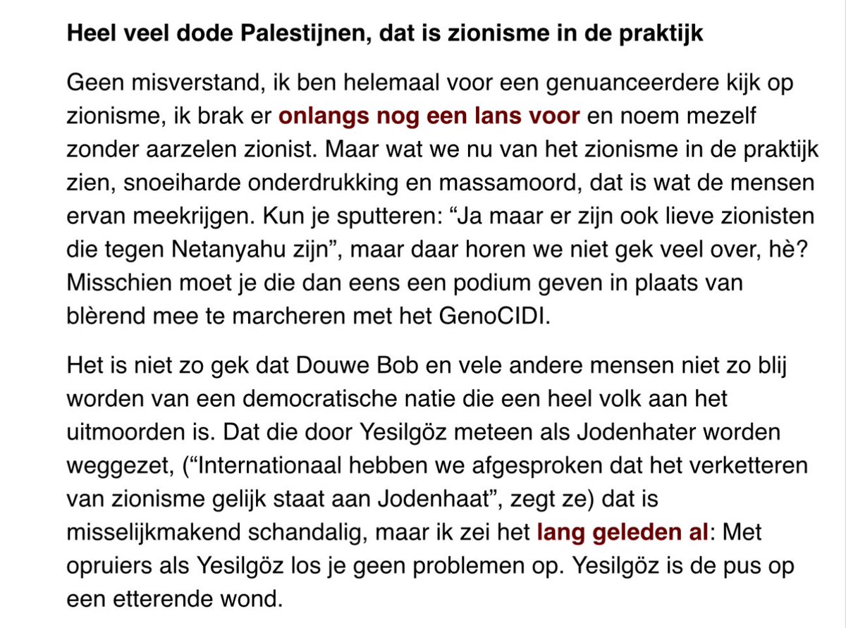 Breedveld over (het zionisme van) Yesilgôz.