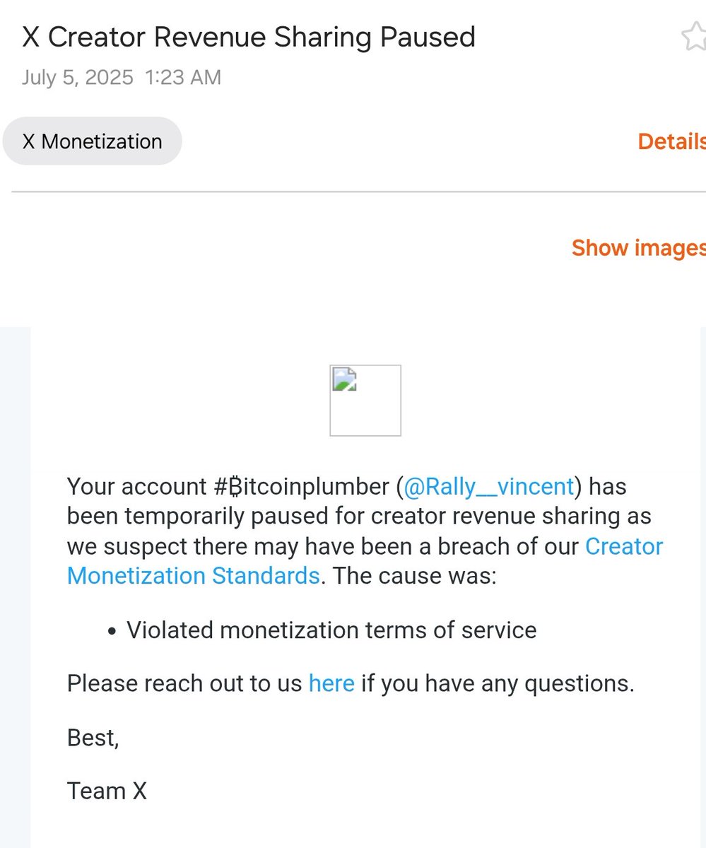 Rally__vincent's tweet image. Just got an email and ive been de monetized. 😢 😭