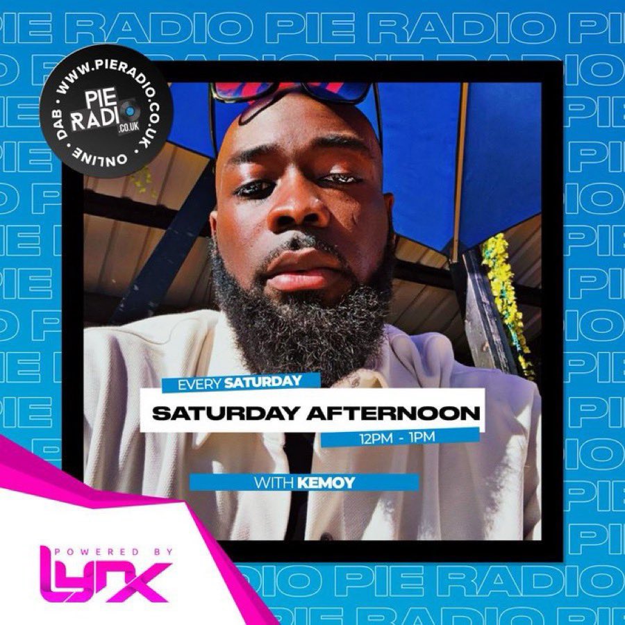 kemoywalker's tweet image. Pie Radio shows today, thanks for the support, if you want to hear great music, vibes, good energy, tune in with Kemoy B at 12-1pm, click listen live on the website. ❤️💯
Saturday 12-1pm - Kemoy B
pieradio.co.uk