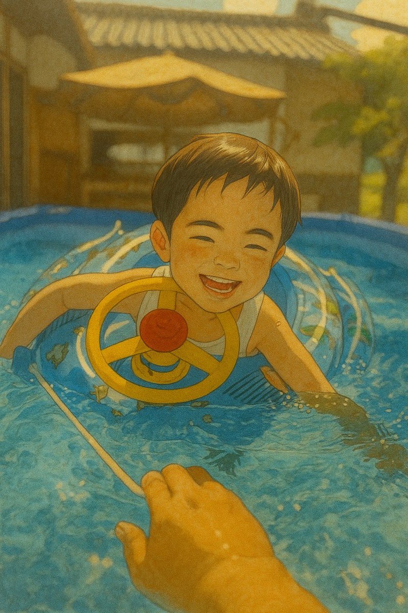 息子と初めてプールに入った記念日㊗️