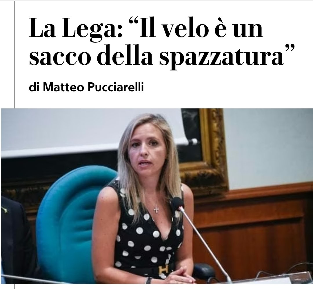 Cosa ne pensate  della frase di Silvia #Sardone: 
"Il velo islamico è un sacco della spazzatura"?

Vi garba o lo trovate offensivo?
A che cosa servono queste uscite, queste frasi?
#Lega