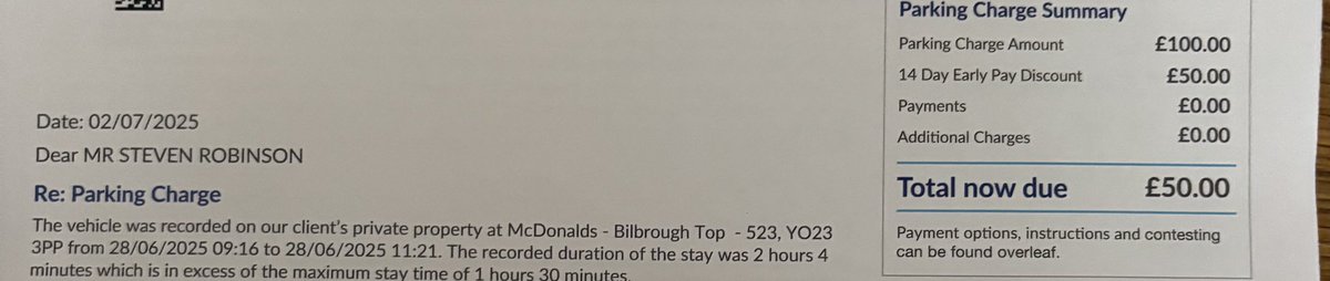 Steven Robinson (@stevenrobbo45) on Twitter photo Last Saturday I had the pleasure of talking to ex England manager Steve McClaren <a href="/McDonaldsUK/">McDonald's UK</a> trying to improve youth sport obviously we overstayed and received at £100 fine £50 if paid within 14 days.I will pay but <a href="/McDonalds/">McDonald's</a> please donate funds to a sport of your choice Last Saturday I had the pleasure of talking to ex England manager Steve McClaren <a href="/McDonaldsUK/">McDonald's UK</a> trying to improve youth sport obviously we overstayed and received at £100 fine £50 if paid within 14 days.I will pay but <a href="/McDonalds/">McDonald's</a> please donate funds to a sport of your choice